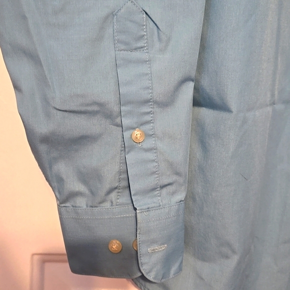 Arrow, Dress Shirt, USA, Fitted, Wrinkle Free, 15.5" 32/33 Med, Blue/Green, - Picture 8 of 10